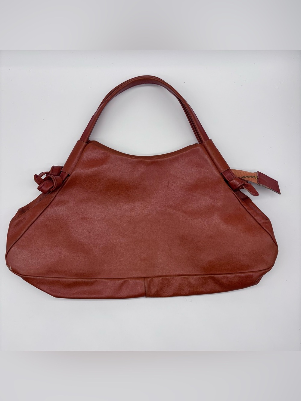 Vintage Adrian Gold London Terracotta-Colored Leather Hobo Shoulder Bag